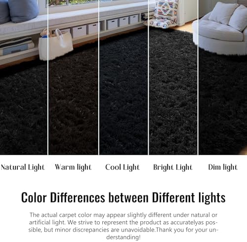 Amdrebio Black Furry Large Area Rug 8x10 - Image 4