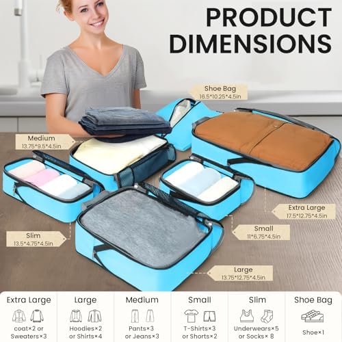 BAGAIL 4 Set/6 Set/8 Set Compression Packing Cubes Travel Accessories - Image 2