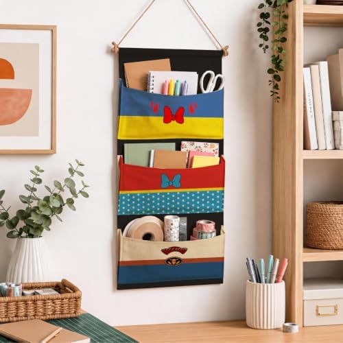 3-Pocket Hanging Wall Organizer, Colorful Bow and Star Over Door Storage - Image 6