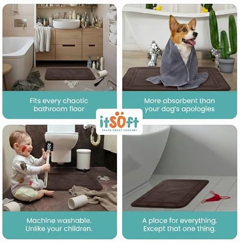 ITSOFT Memory Foam Bath Mat 31x20, Non Slip, Machine Washable, Quick Dry & - Image 6