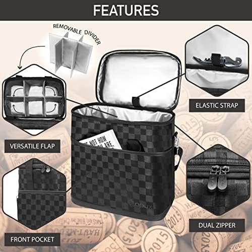 opux Insulated Wine Cooler Bag Leakproof 6 Bottle Tote Carrier, Back Square - Image 4