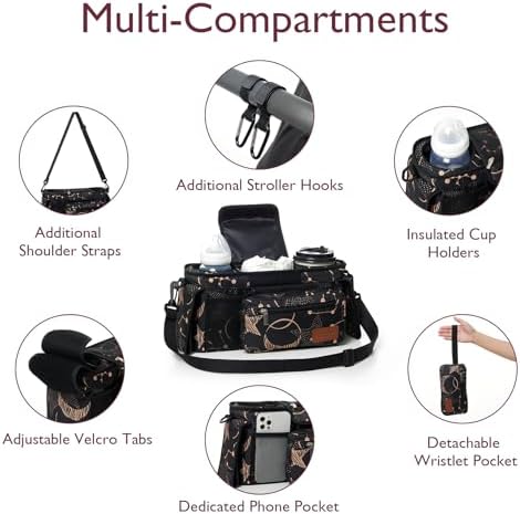 Momcozy Universal Baby Stroller Organizer, 2 Insulated Cup Holder, Detachable - Image 2