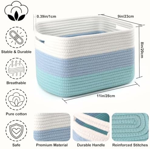 4 Pack Storage Baskets for Organizing, and Clothes, Cotton Rope Basket for - Image 2