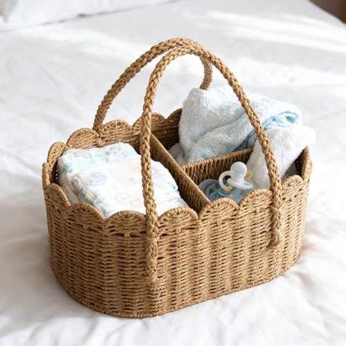 Diaper Caddy Organizer, Paper Rope Storage Baskets Nursery Bin - Image 6