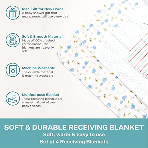 Spasilk Baby 4 Pack 100% Cotton Flannel Receiving Blanket - Image 4