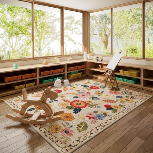 10x12 Area Rugs for Living Room: Large Washable Rug Non Slip Low Pile Soft Faux - Image 5