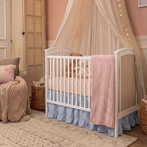 Gingham Crib Skirt Dust Ruffle 52 x 28 Inch 100% Cotton - Image 5