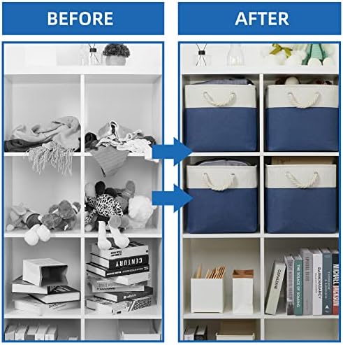 Temary Fabric Storage Cubes for Organizing 4Pack Blue Fabric Storage Basket 12 - Image 6