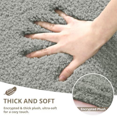 Polyester Bathroom Rug 20"x32" Gray, Non-Slip Soft Shaggy Bath Mat - Image 4