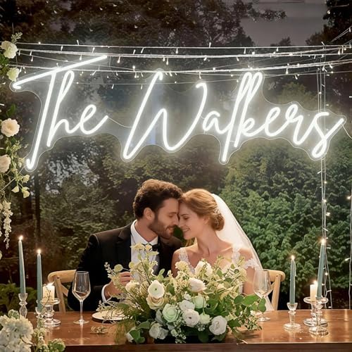 CIONAOR Custom Neon Sign, LED Wedding Backdrop Name Sign Customizable - Image 2