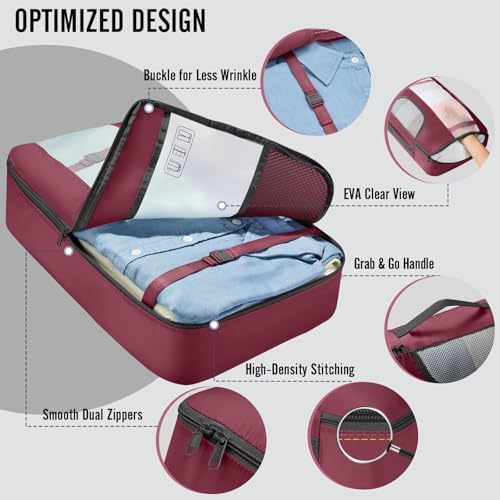 Veken 10 Set Packing Cubes for Travel Essentials, Suitcase Organizer Bags in 4 - Image 4