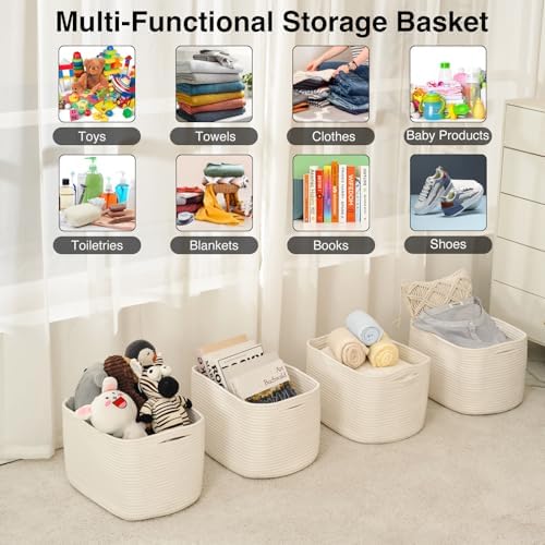 ICERZCZ Storage Baskets for Organizing & Shelves, Woven Cotton Rope - Image 4