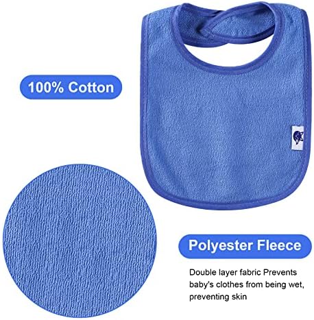 12 Pack Terry Drool Cotton Bibs, Unisex Baby Bibs - Image 3