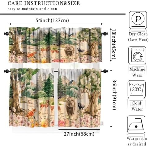 Forest Valance Curtain for Kitchen, Window Treatment Retro Mountain Forest - Image 5