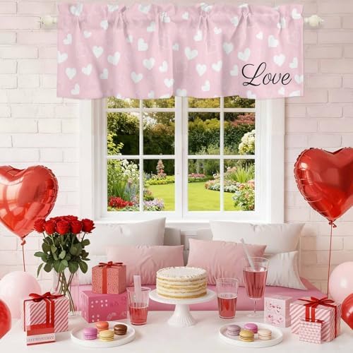 Vandarllin Pink Valentine's Day Kitchen Curtains Valances - Image 3
