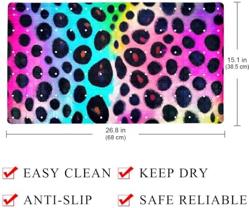 Bathtub Mat Non Slip 26.8x15.1In, Leopard Printed Bath Mat - Image 3