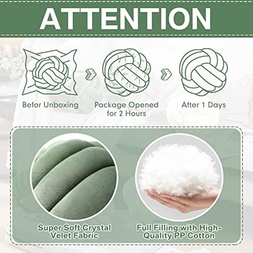 Namalu 7.87 Inches 2 Pcs Knot Pillow Decorative Throw Pillow, Dark Green - Image 6