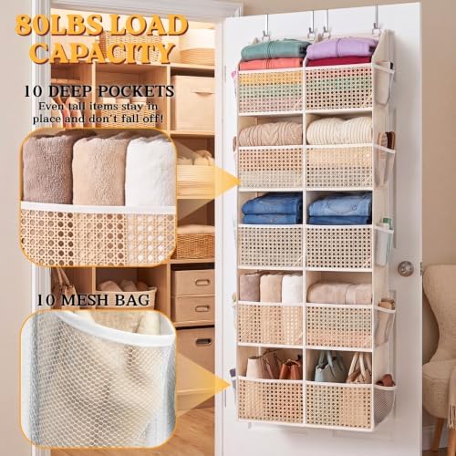 Over The Door Organizer 5 Tiers, Extra Large Behind Door Storage of 10 - Image 3