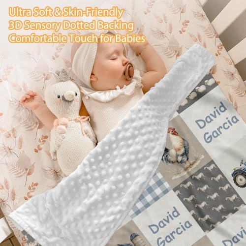 Custom Baby Boy Minky Crib Bedding Set, Farm Cow Bedding 3 Pcs Set - Image 2
