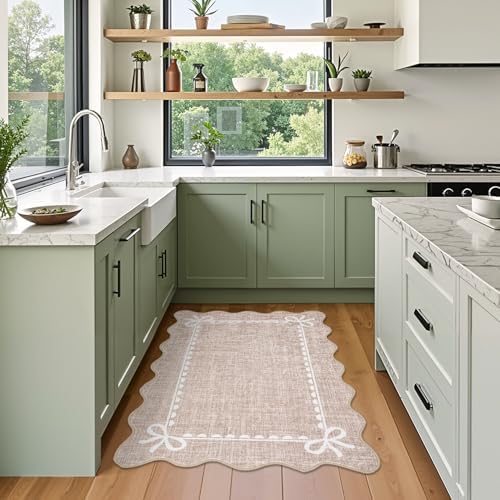 GarveeHome Scalloped Entryway Rug 2x3 Washable Front Door Bow Rug - Image 4