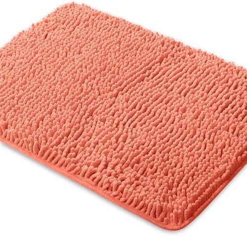Yeaban Chenille Coral Bathroom Rug 24"x36", Non-Slip Rubber Backing by Yeaban