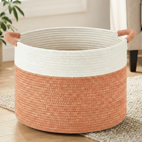 Artfeel 40L Large Cotton Rope Basket, Decorative Woven Blanket Storage by Artfeel