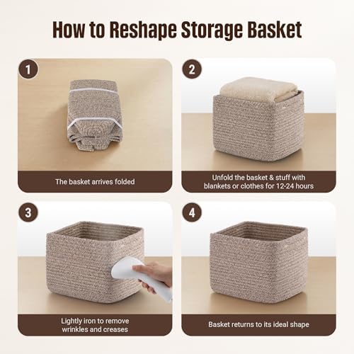 5-Pack Storage Cubes Woven Rope Baskets, 2 Sizes Organizer Bins - Image 7