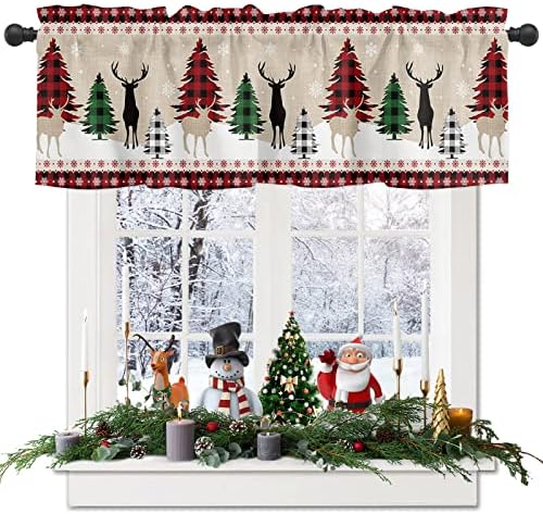 Farmhouse Christmas Valance Kitchen Curtains - Image 2