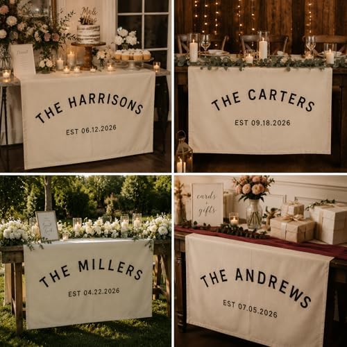 Custom Last Name Wedding Banner, Embroidered Wedding Welcome Sign - Image 3