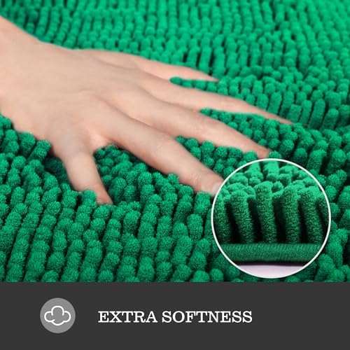 Yeaban Chenille Emerald Bathroom Rug 40"x60", Non-Slip Rubber Backing - Image 3