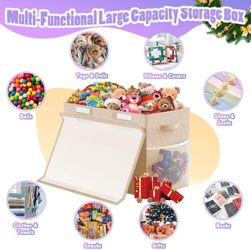 Large Toy Storage Box with Lid, Collapsible Kids Toy Chest - Image 3