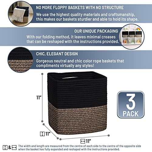 NaturalCozy Storage Cubes 11 Inch Cotton Rope Woven Baskets - Image 2