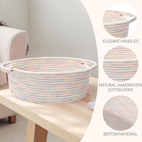 JMvicyroam Small Woven Basket, Empty Gift Basket, Colorful/2 Pack - Image 3