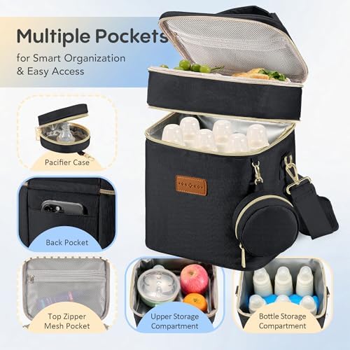 Breastmilk Cooler Bag with Ice Pack & Pacifier Case, Large Double Layer - Image 3