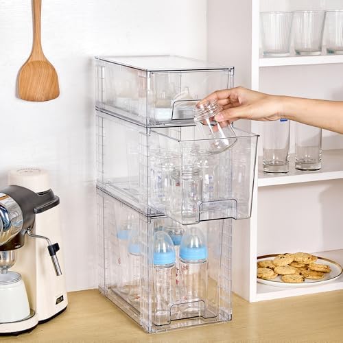 Vtopmart Clear Stackable Storage Drawers, 6 Pack Tall Organizer Set - Image 6