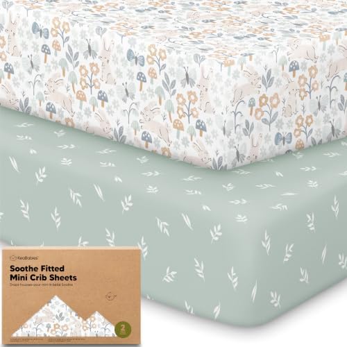 2-Pack Mini Crib Sheets Fitted, 38x26 Pack N Play Mattress Sheets by KeaBabies