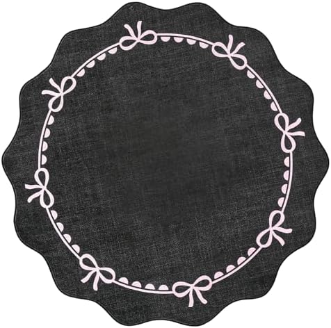 GarveeHome 4ft Round Rugs Washable Scalloped Bow Rug - Image 4