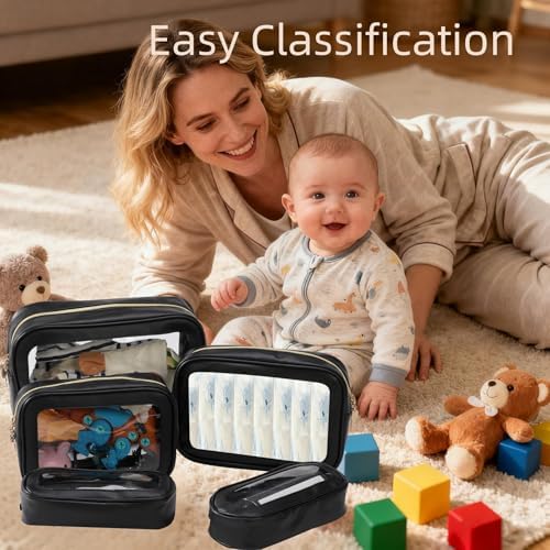5PCS Diaper Bag Organizer Pouch Set，Clear Organizer Bags, TSA Approved Toiletry - Image 2