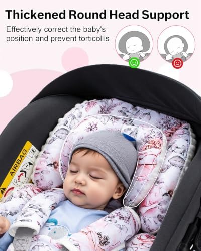 Infant Car Seat Insert with Extra Headrest, Adjustable Carseat Head Support - Image 2