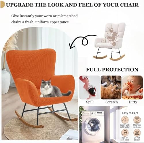 Levoberg Nursery Rocking Chair Cover Stretch Rocker Glider Chairs Cover - Image 7