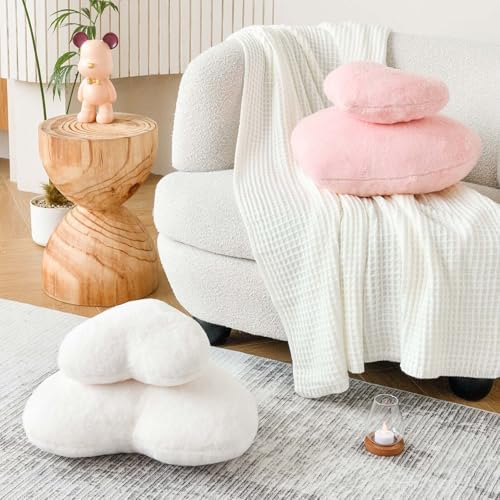 XVTRU Pink Heart Pillows, Cute Heart Decorative Pillow, Heart Shaped Throw - Image 5