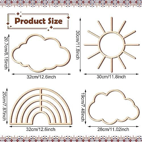 Kathfly 4 Pcs Boho Nursery Wall Decor, Cloud Rainbow Sun - Image 2