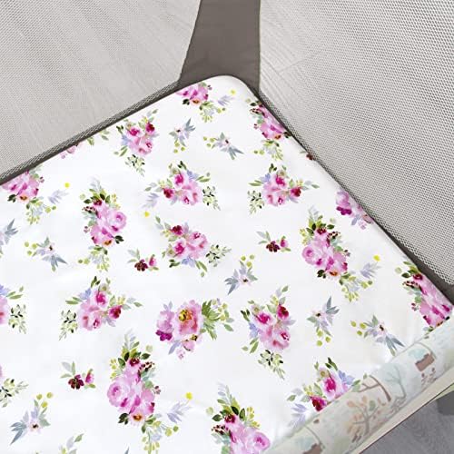 Pack and Play Sheets Girl, Mini Crib Sheets, Stretchy Playard Fitted Sheet - Image 2