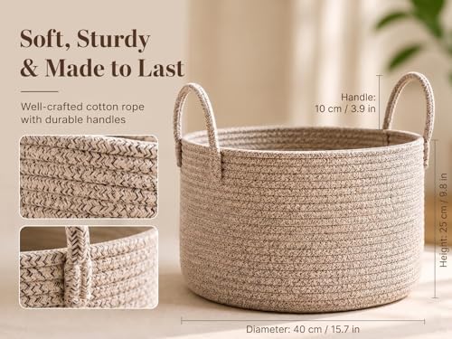 Big Gift Basket Empty Kit, Large Woven Rope Storage Basket - Image 4