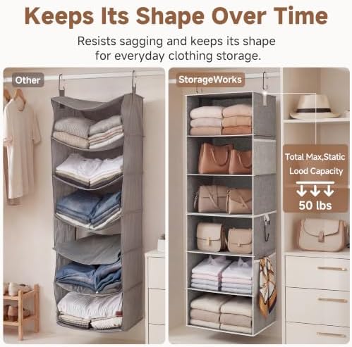 StorageWorks Hanging Closet Organizer, 6-Shelf - Image 5