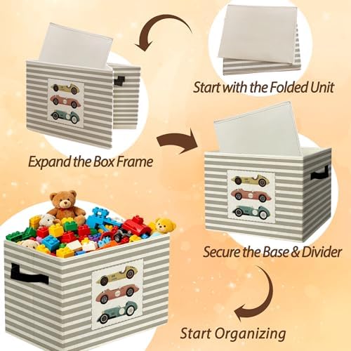Vintage Race Cars Storage Bins Boxes Handles - Image 6