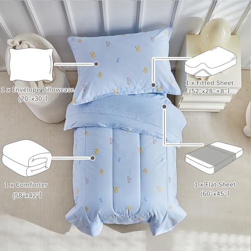 DuShow Cotton Toddler Bedding Set, 4 Piece Toddler Bed Comforter Sets, Includes - Image 2