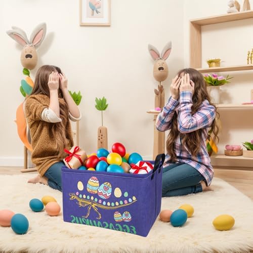 Dinosaur Easter Basket for Kid Large Empty Baby Rectangular Cute Easter Gift - Image 3