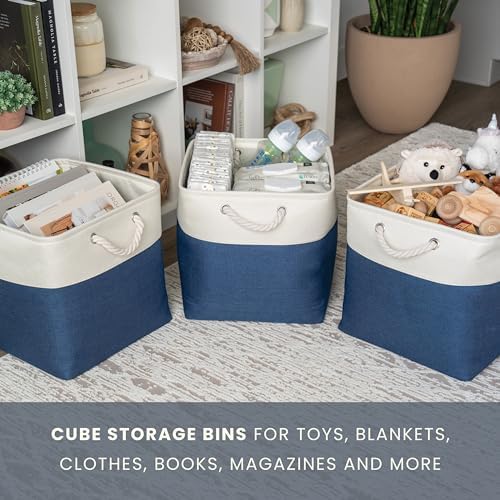 OrganiHaus 13x13 Cube Storage Bins, Rope Handles - Image 5