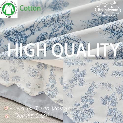 Brandream Scallop Edge Organic Cotton Crib Skirt, Baby Girl, Gender Neutral - Image 2